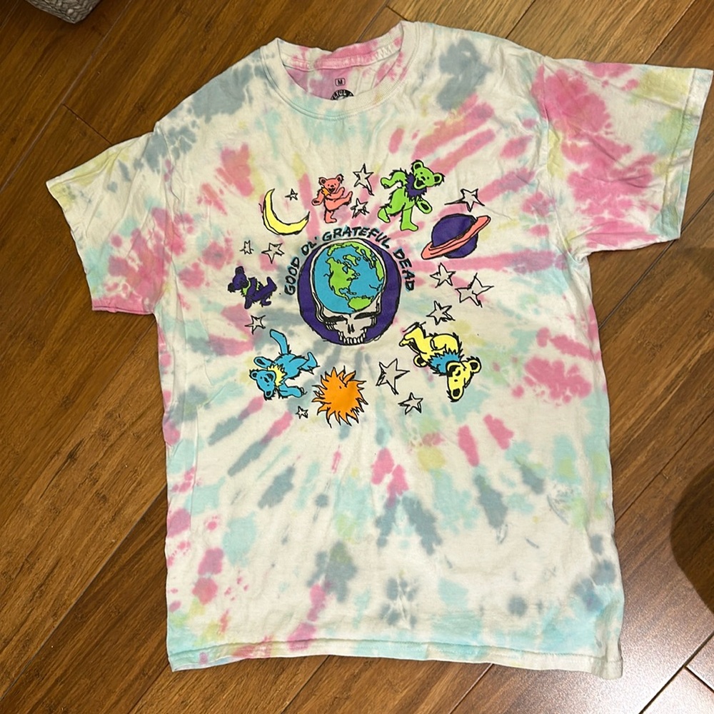 Grateful Dead Shirt Mens Medium Teddy Bear Globe Tie Dye